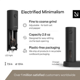 LARS NYSØM USB rechargeable spice mills for cordless convenience and easy charging.