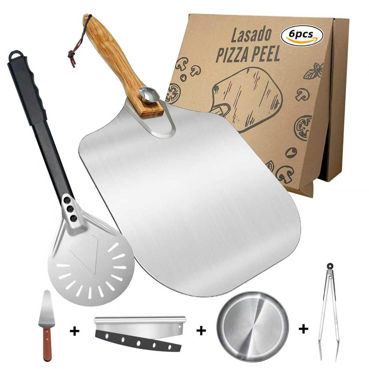 Lasado 12-inch foldable pizza peel for easy oven transfer.