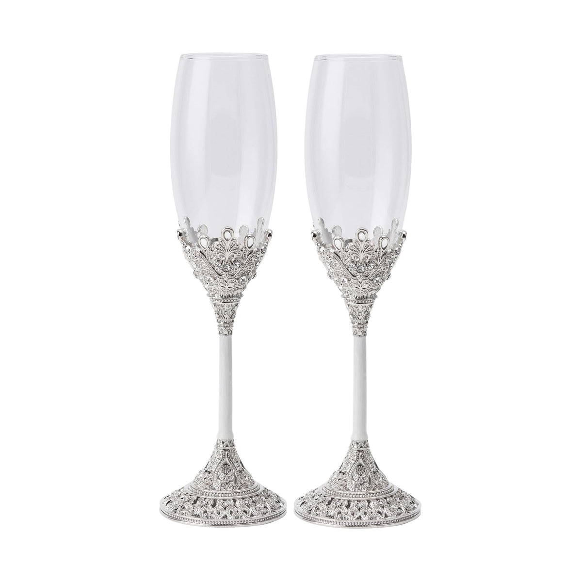 LASODY crystal champagne flutes pair for wedding toasts and elegant table settings