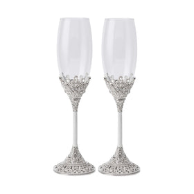 LASODY crystal champagne flutes pair for wedding toasts and elegant table settings