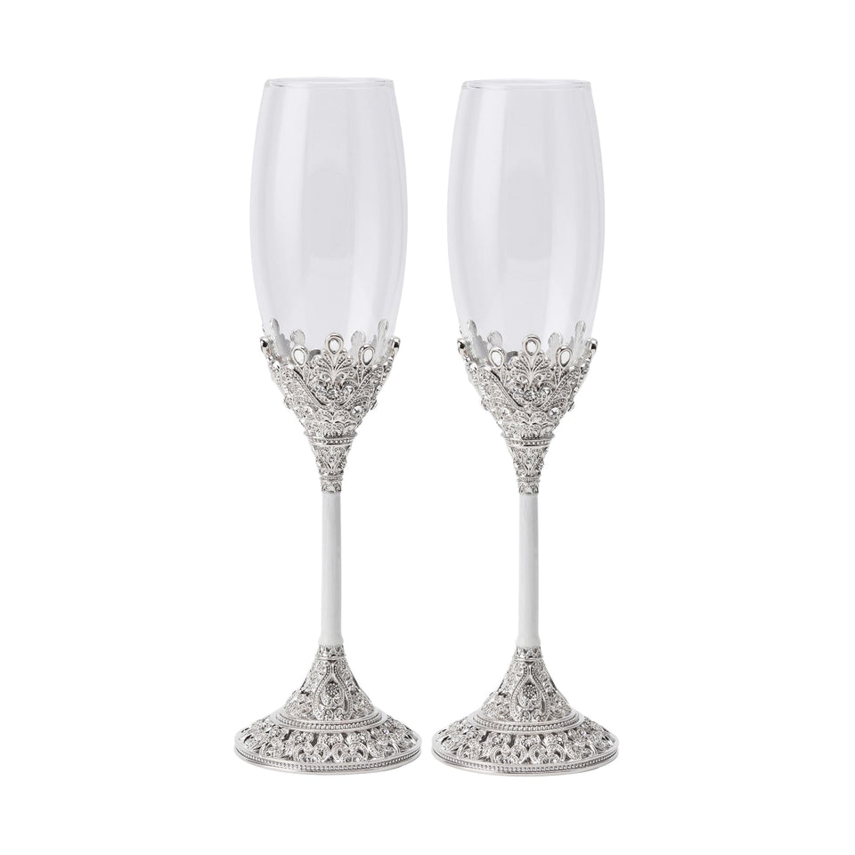 LASODY crystal champagne flutes pair for wedding toasts and elegant table settings