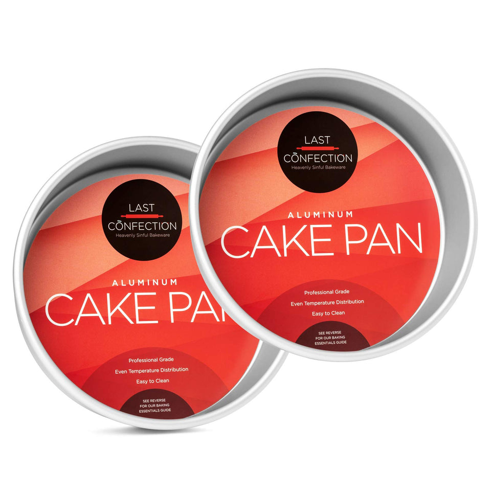 Last Confection 8x2 round cake pans top view for easy stacking and setup