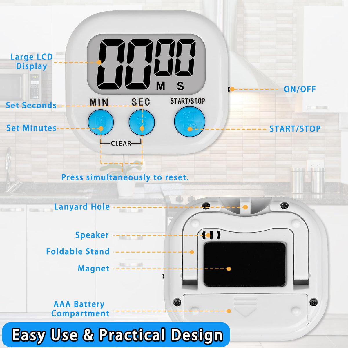 Lasubst digital classroom timer displays 99:59 countdown for long study or cooking sessions.