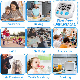 Lasubst digital classroom timer with side switch saves battery during use.