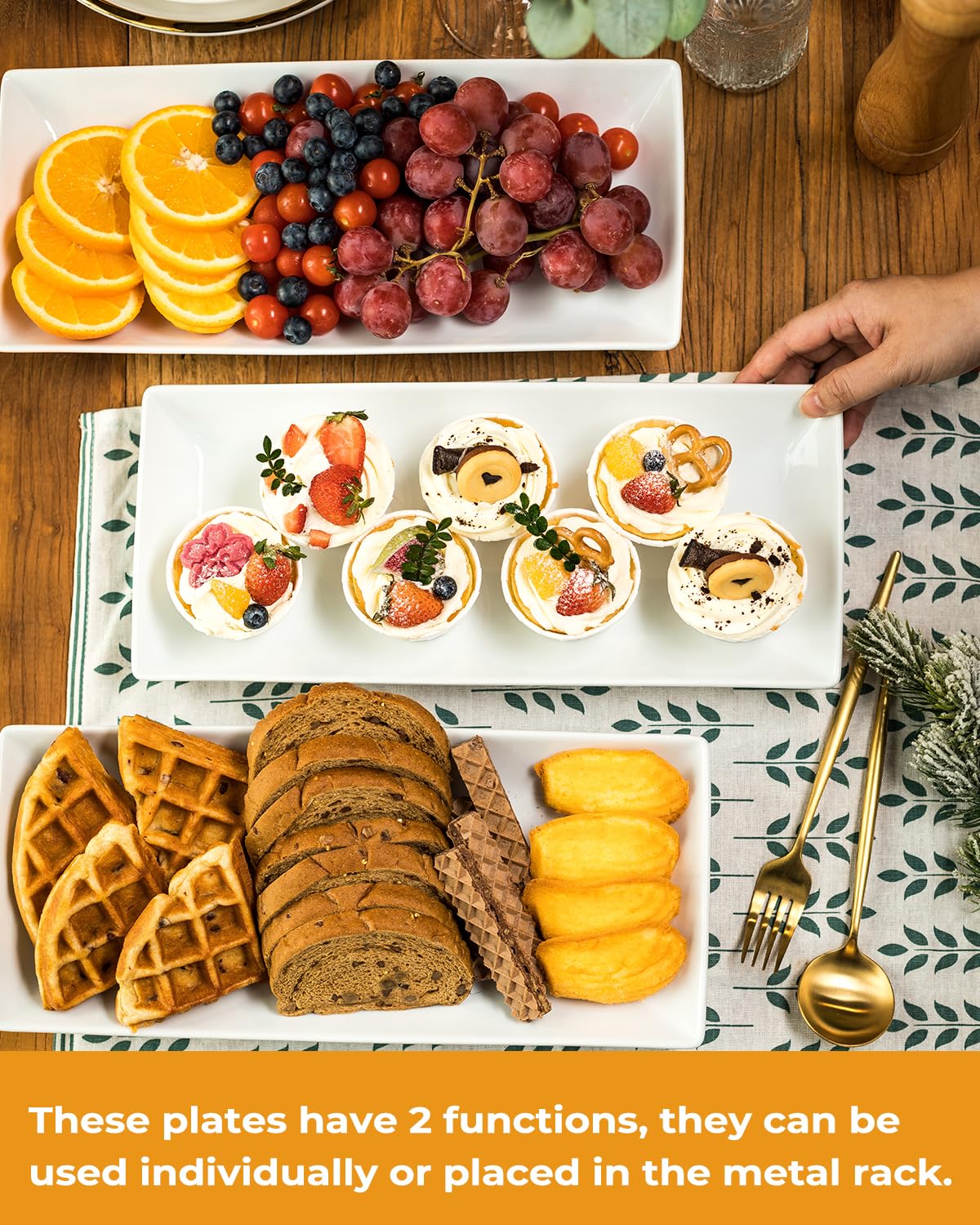 LAUCHUH tiered display elevates appetizers, muffins, and desserts across three levels.