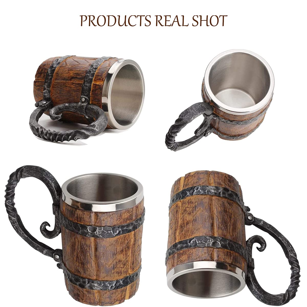 LAUGOKOBE wooden barrel beer mug perfect for Renaissance style decor and gifts.