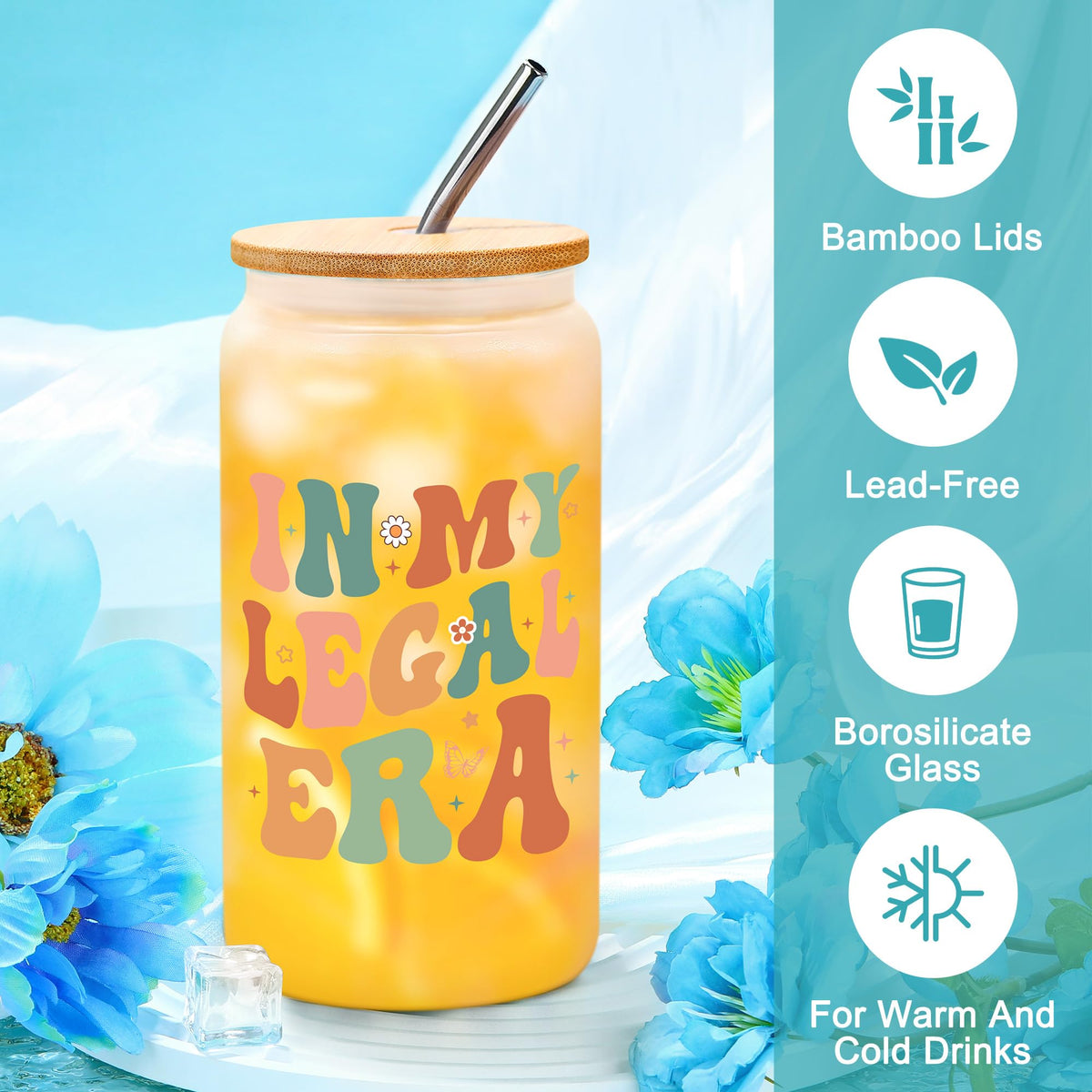 Launrada coffee glass cup with spill-proof lid, perfect for on-the-go beverages.