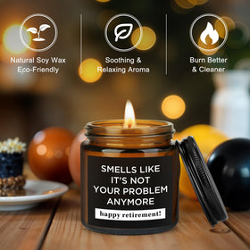 Launrada retirement candle releasing a soothing, relaxing scent