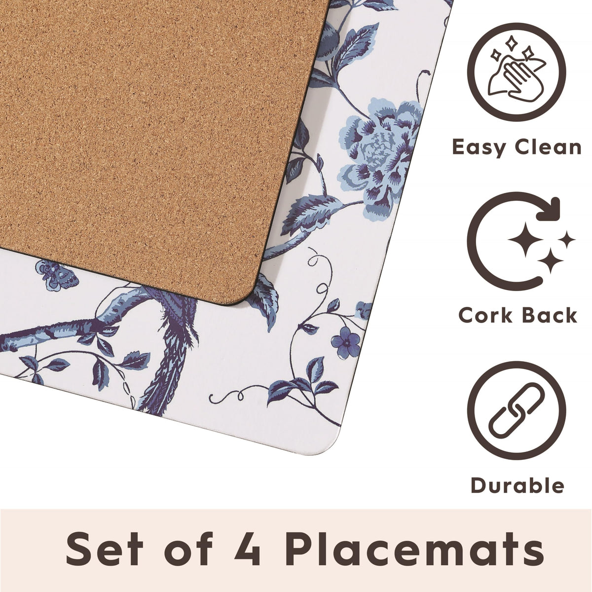 Heat resistance demonstration on Laura Ashley cork placemats