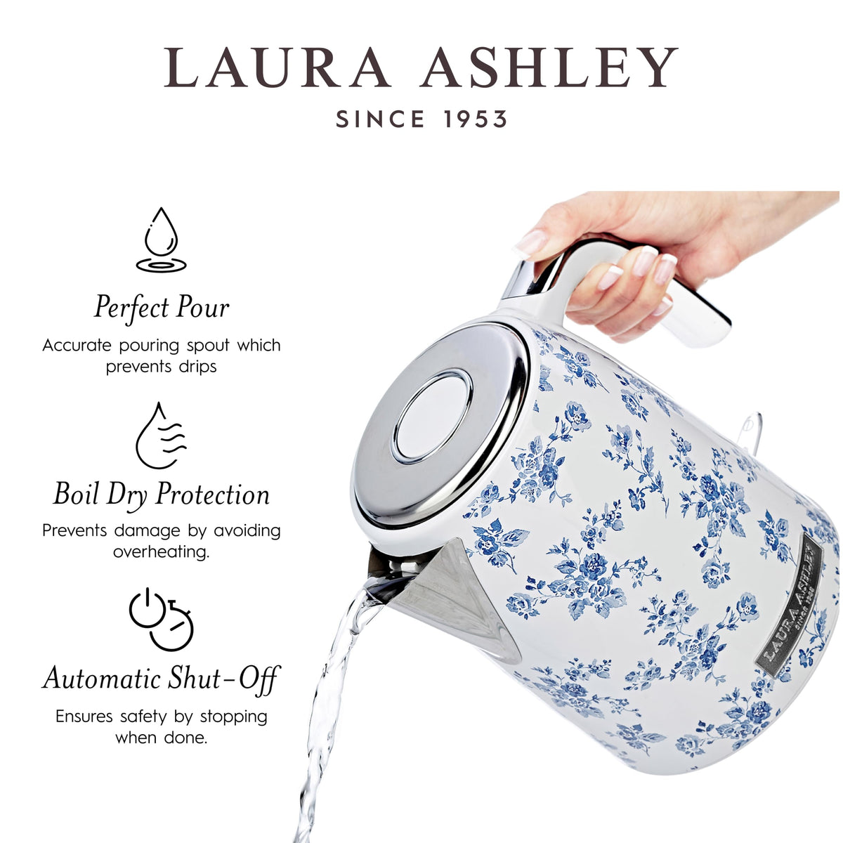 Laura Ashley boil-dry protection prevents damage from dry boiling.