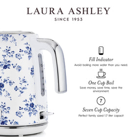 Laura Ashley concealed heating element ensures safe, rapid boiling.