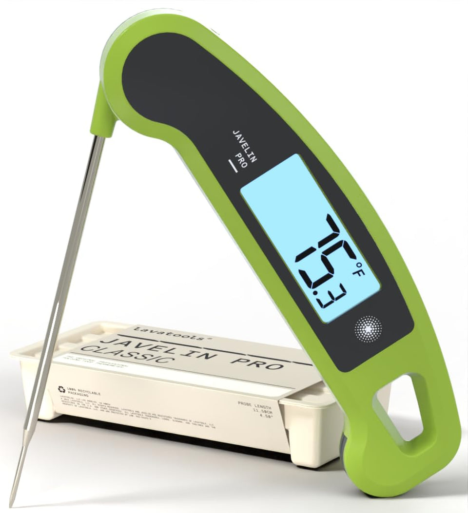 Lavatools Javelin Pro Classic Wasabi front view with quick, precise readings for grilling.