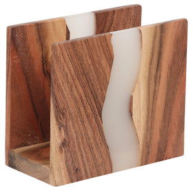 LAVAUK acacia wood and epoxy napkin holder with rustic-modern contrast.