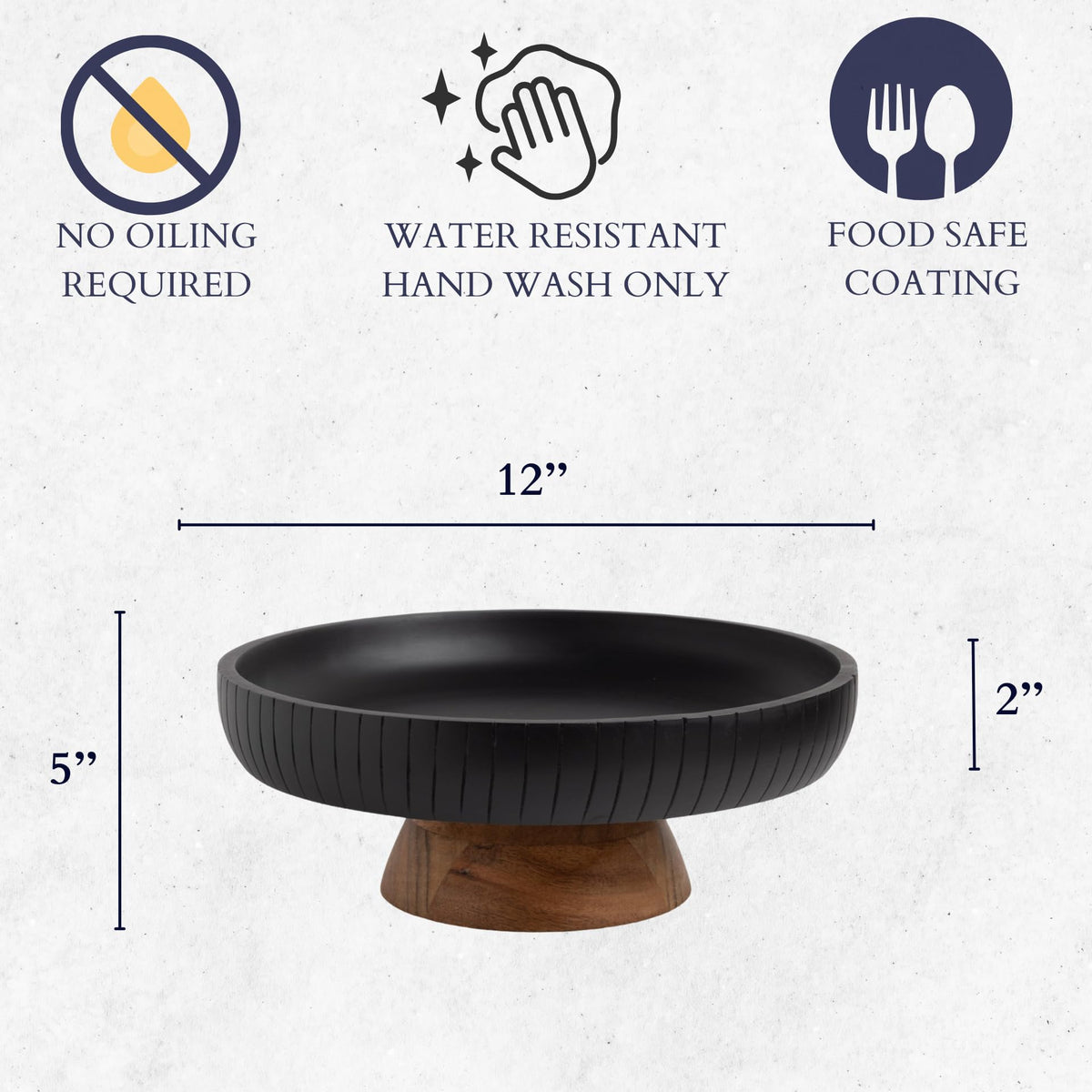 The mango wood bowl on a kitchen counter for easy access