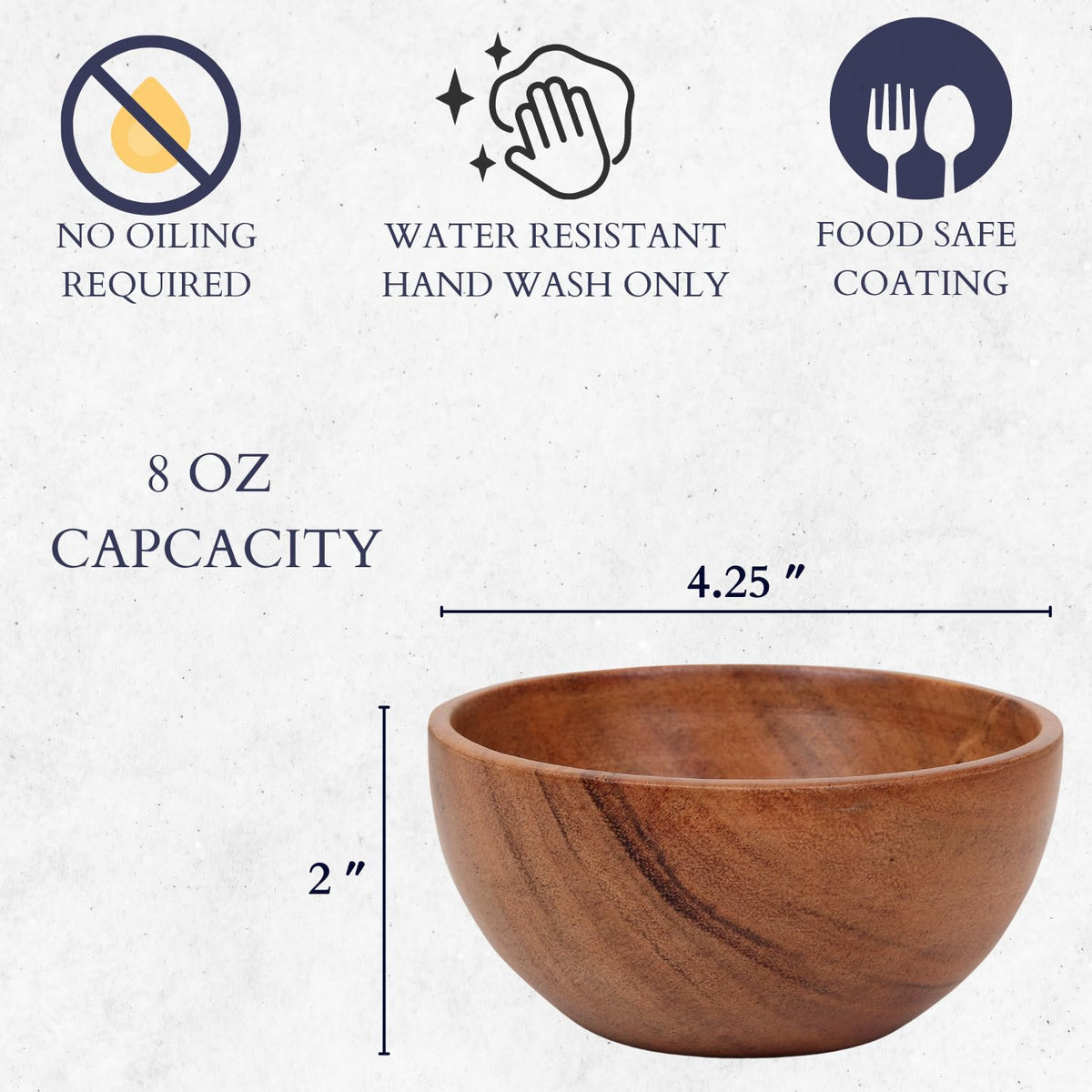 LAVAUX DESIGNS acacia wood texture highlights natural, durable bowls