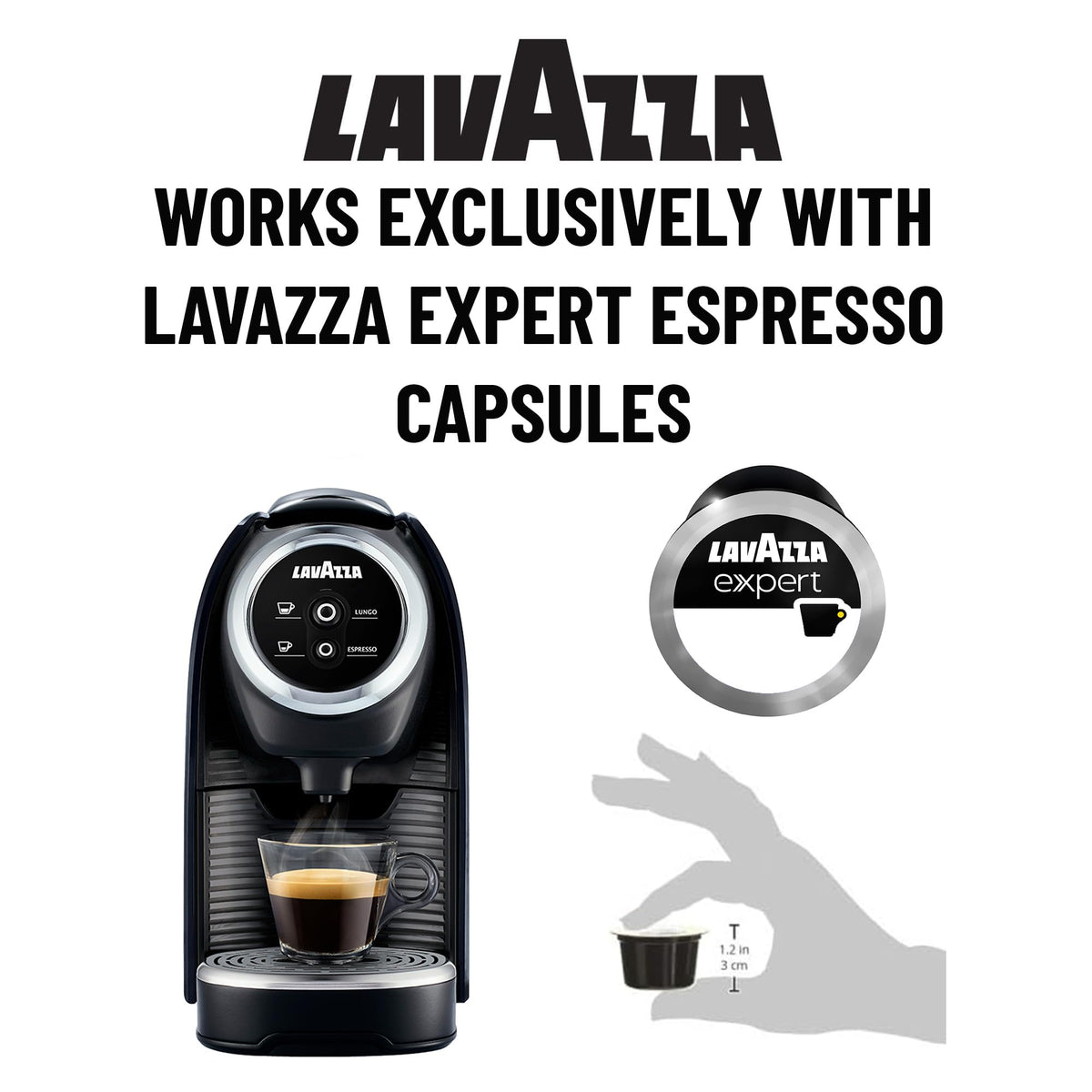 Lavazza BLUE Classy Mini LB 300 touch controls simplify espresso and lungo brewing
