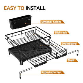 Laveshop Dish Drying Rack includes built-in utensil holder for organized drying