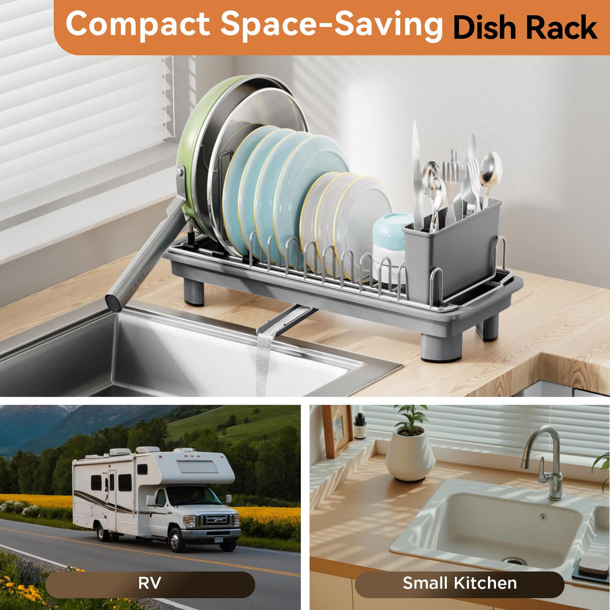 Laveshop drying rack shows drainboard directing moisture to the sink