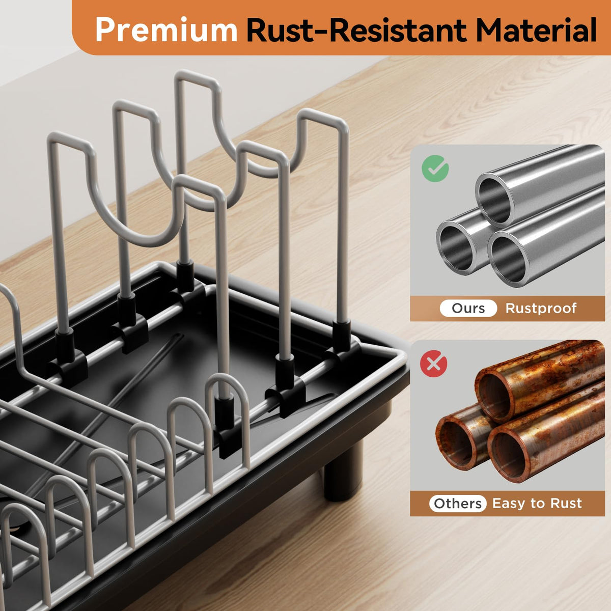 Laveshop compact rack shows rust-resistant coated steel for daily reliability.