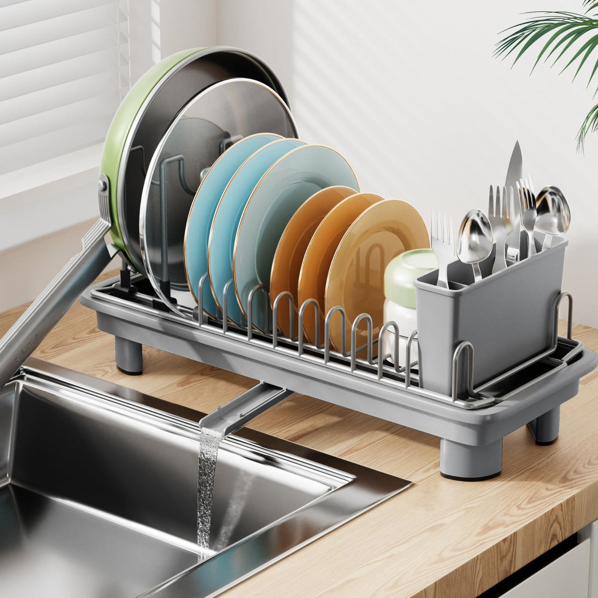 Laveshop small dish drying rack on counter for compact kitchen use