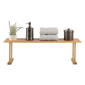 Lavish Home bamboo sink shelf front view displaying compact organization
