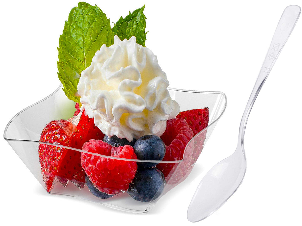 Lawei mini dessert cups with spoons ready for easy serving.