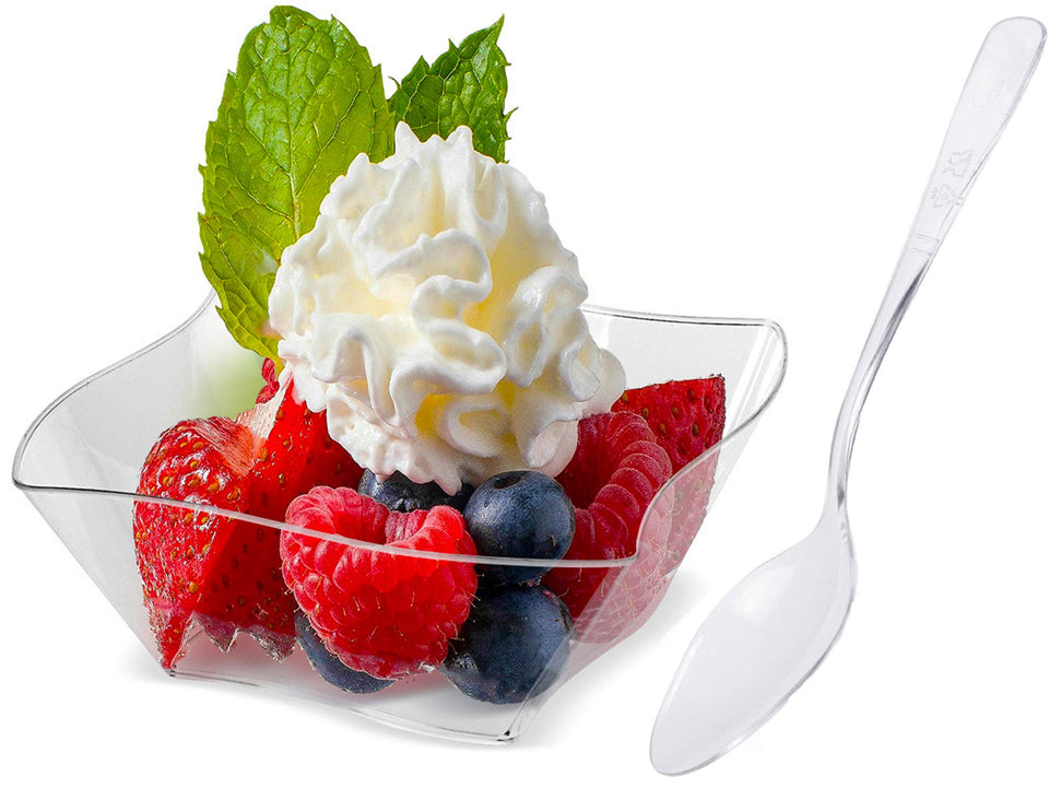 Lawei mini dessert cups with spoons ready for easy serving.