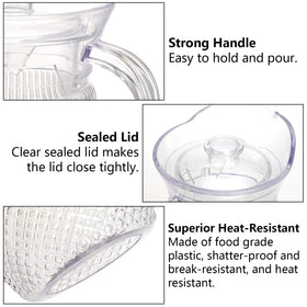 Lawei acrylic pitcher with clear body highlighting beverage colors.