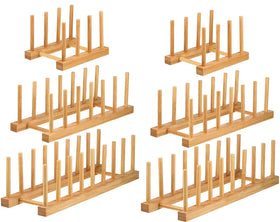 Lawei small 3-slot bamboo dish rack for compact plate drying.