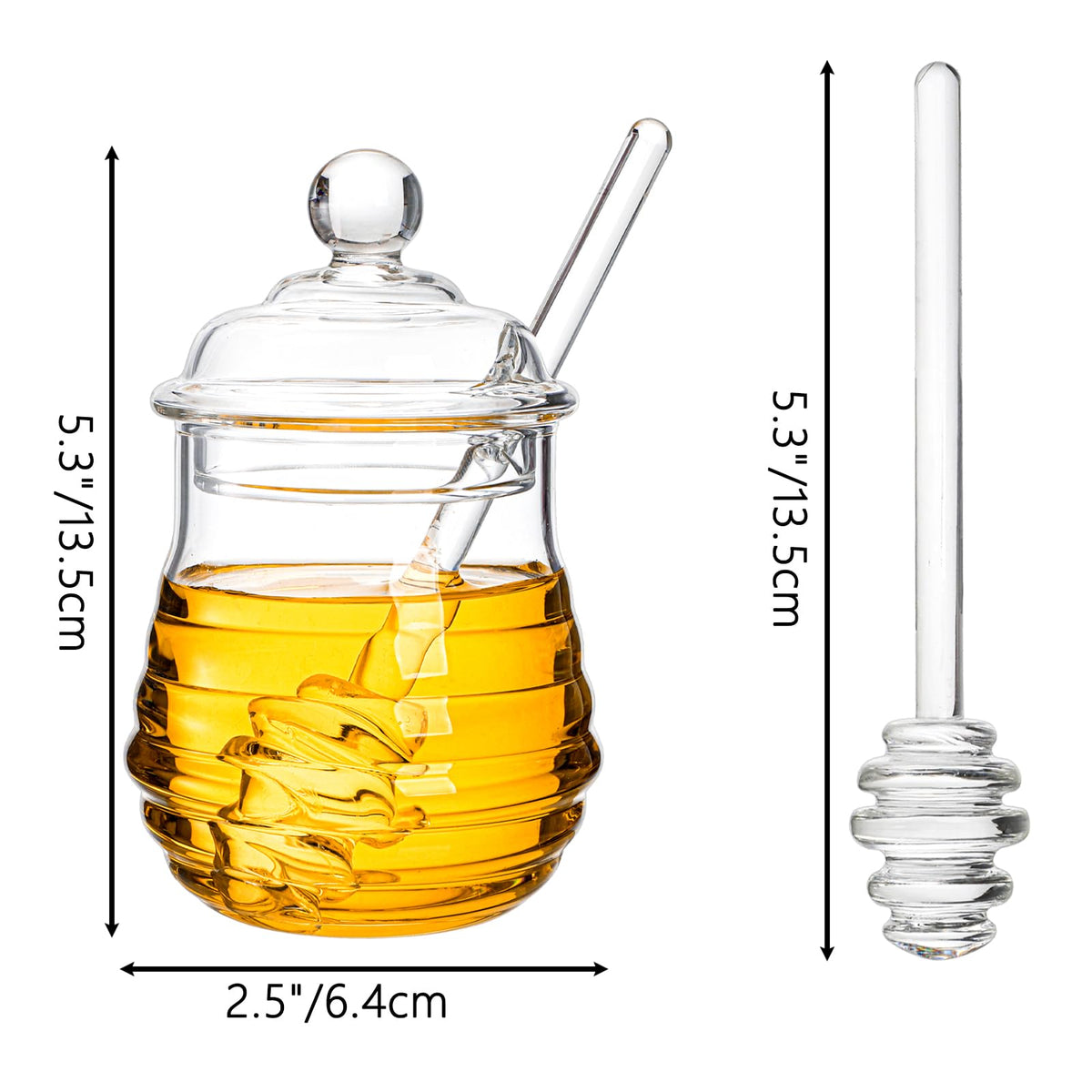 Lawei glass honey jar with lid keeps contents protected while remaining accessible.
