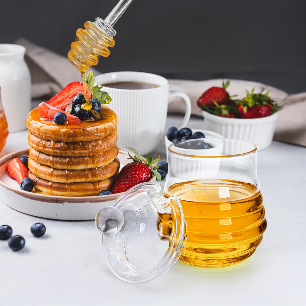 Lawei honey jar makes a tasteful gift idea for kitchens and tea lovers.