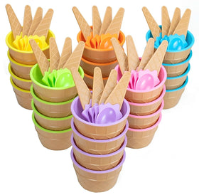 Lawei ice cream bowls 24-pack in six colors for festive parties