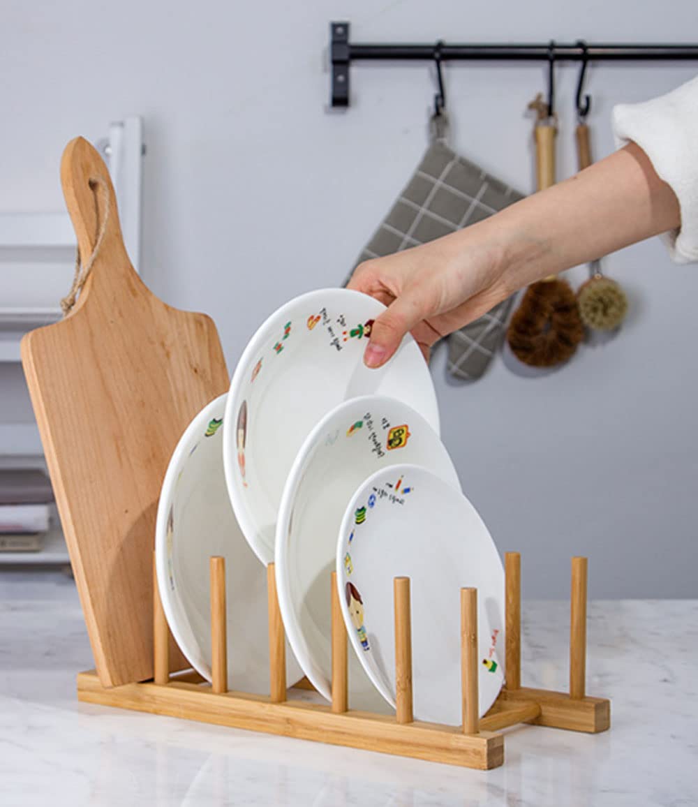 Lawei kitchen drying rack in use holds plates, lids, and cups.