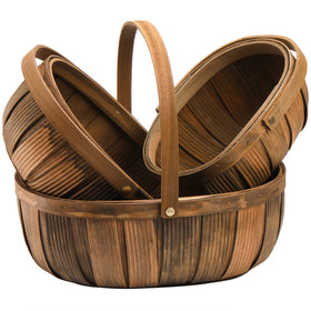 Lawei versatile wooden basket suitable for fruits, veggies, and party spreads.