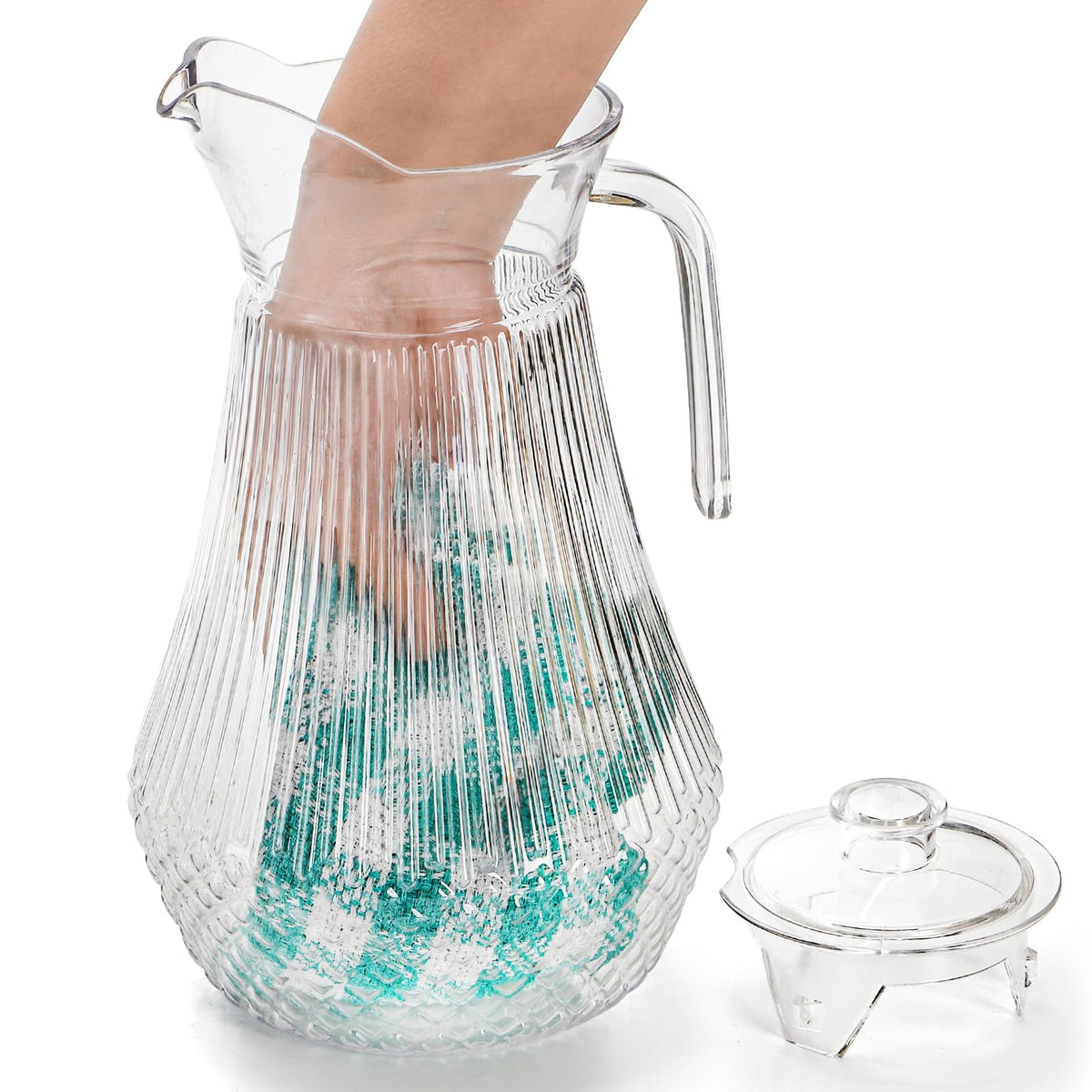 Lawei BPA-free acrylic pitcher stored in the fridge for ready drinks.