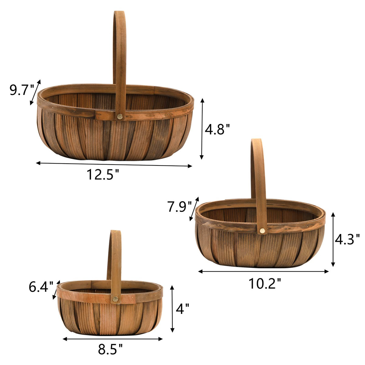 Lawei wood chip basket with strong handles for easy transport during outdoor meals.