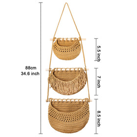 Lawei woven cotton basket hanging with open design for improved air circulation.