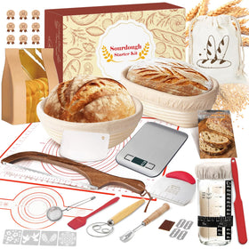 LAWFYMORI sourdough starter kit with scale and baskets for precise dough prep