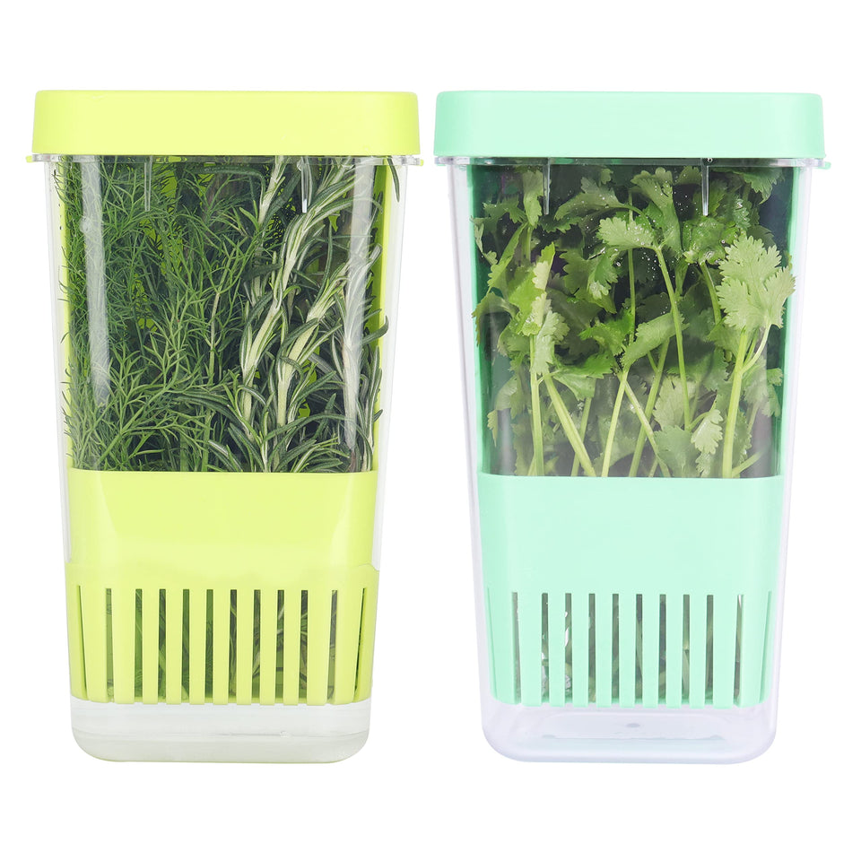 LAWNFUL herb keeper front view shows a clear, compact fridge storage solution.