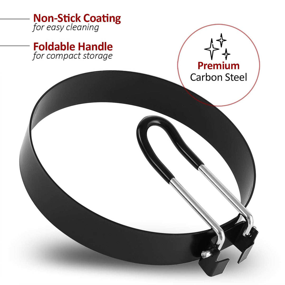 Laxinis World egg ring in pan keeps shapes intact while cooking evenly.