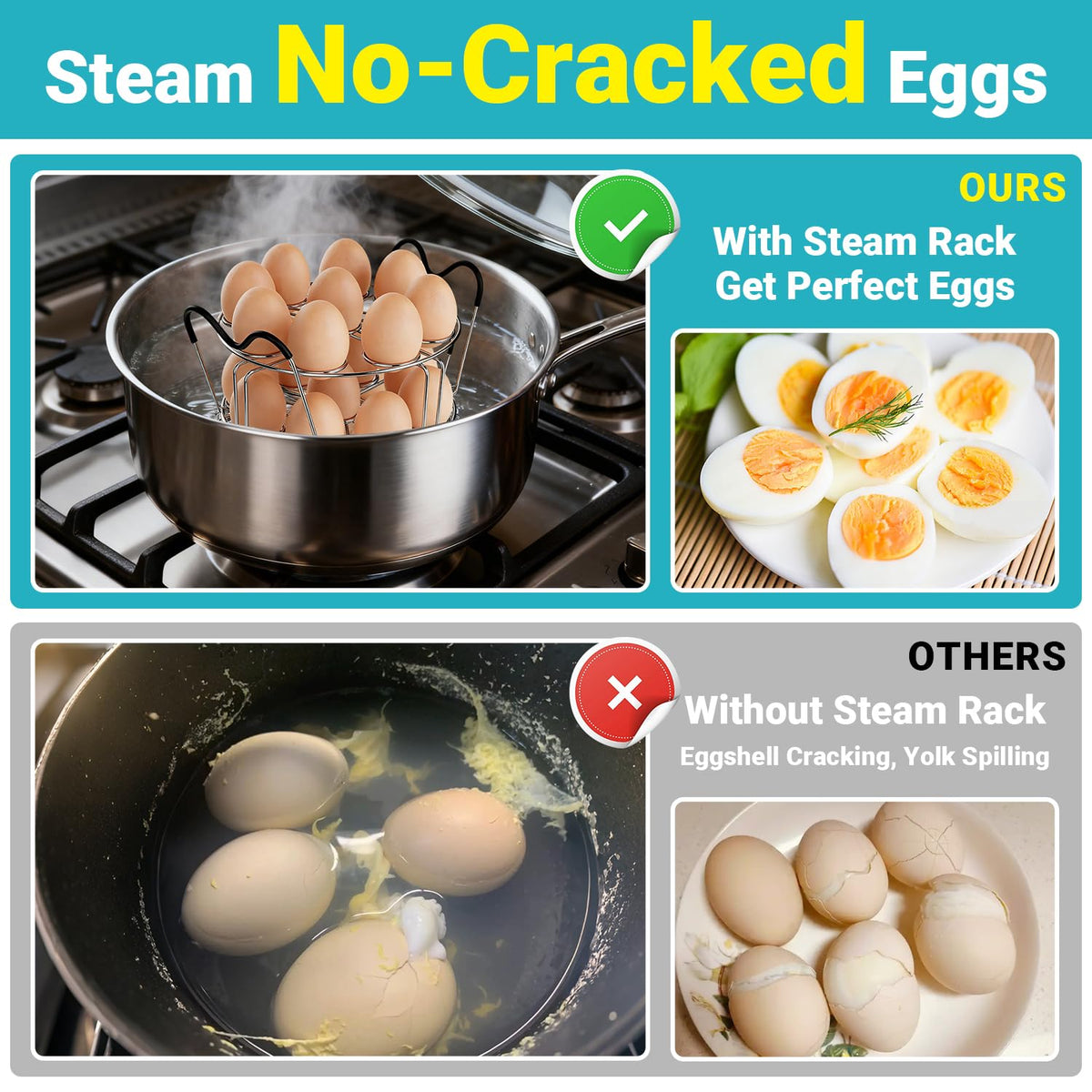 LayaVilla universal-fit steamer rack works in 6qt and 8qt pots
