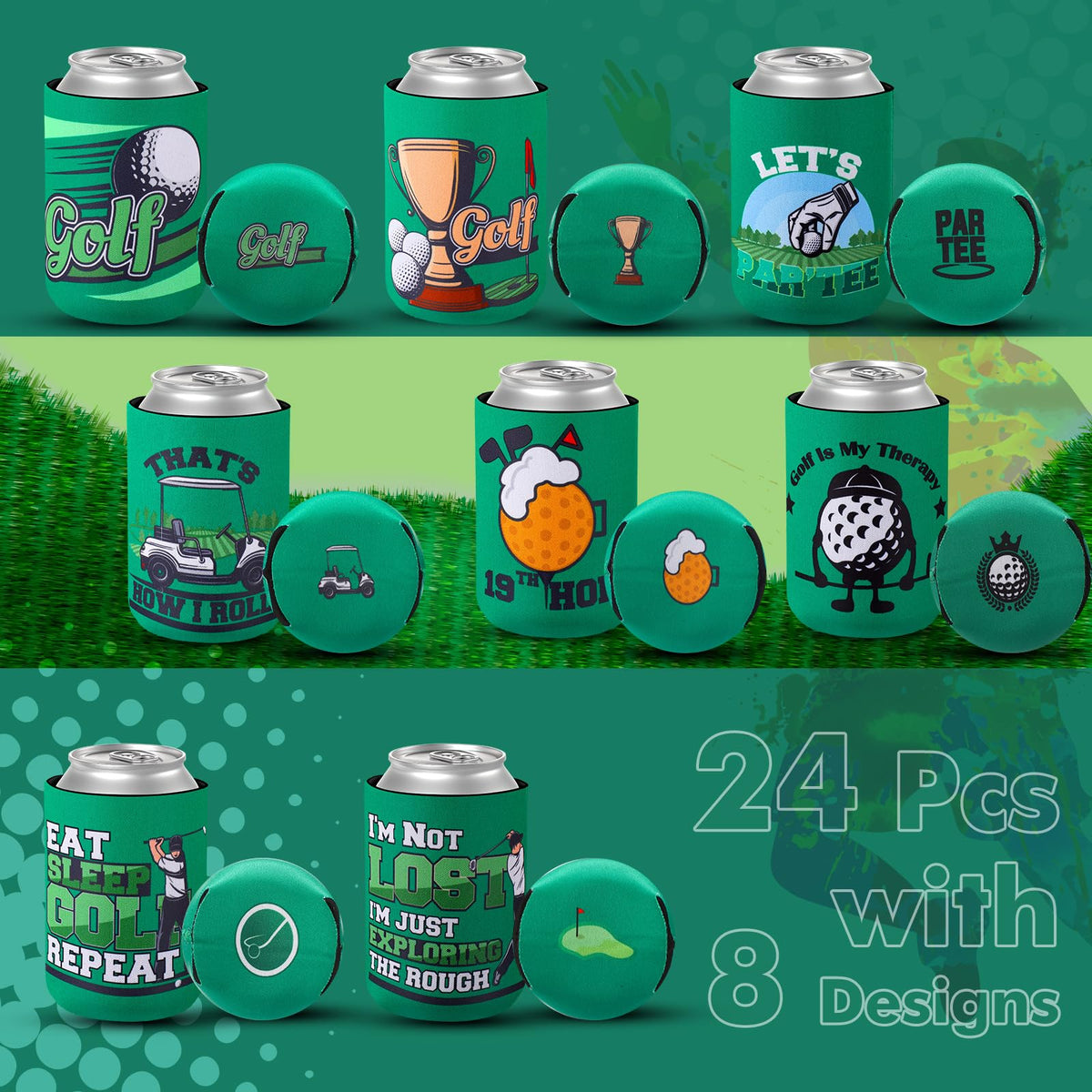 Layhit 12oz can sleeve fit securely on standard cans for golfing events.