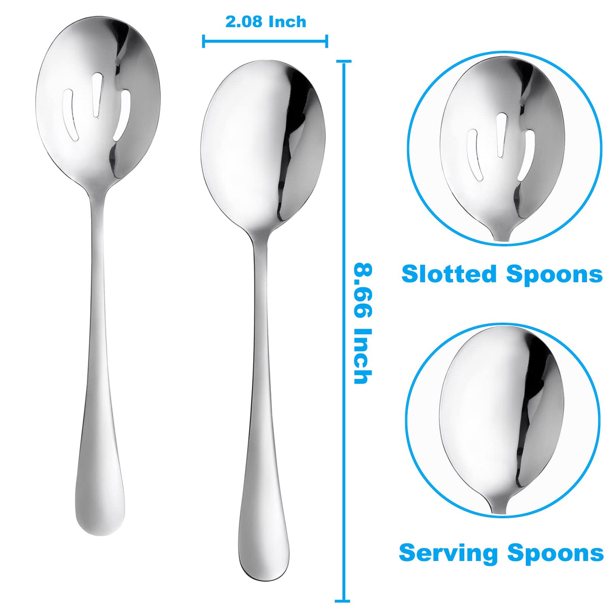 LayHyand 8.7-inch serving spoons showcase large capacity for generous servings.