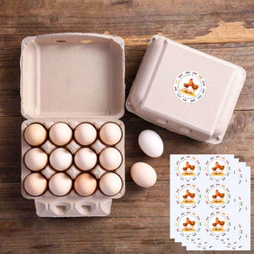 LayHyand blank egg carton with label stickers for branding at markets.