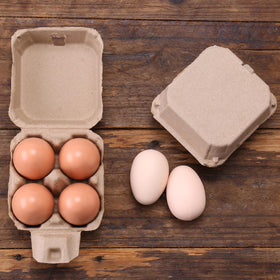 LayHyand 4ct egg cartons with a logo area for branding and customization.