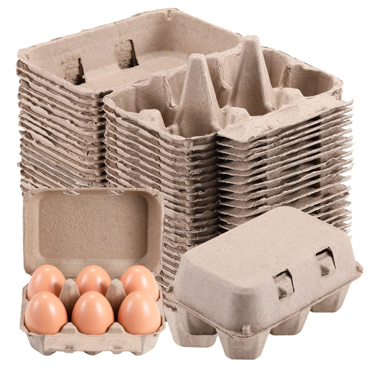 LayHyand six-cavity egg carton holds six eggs securely for transport.