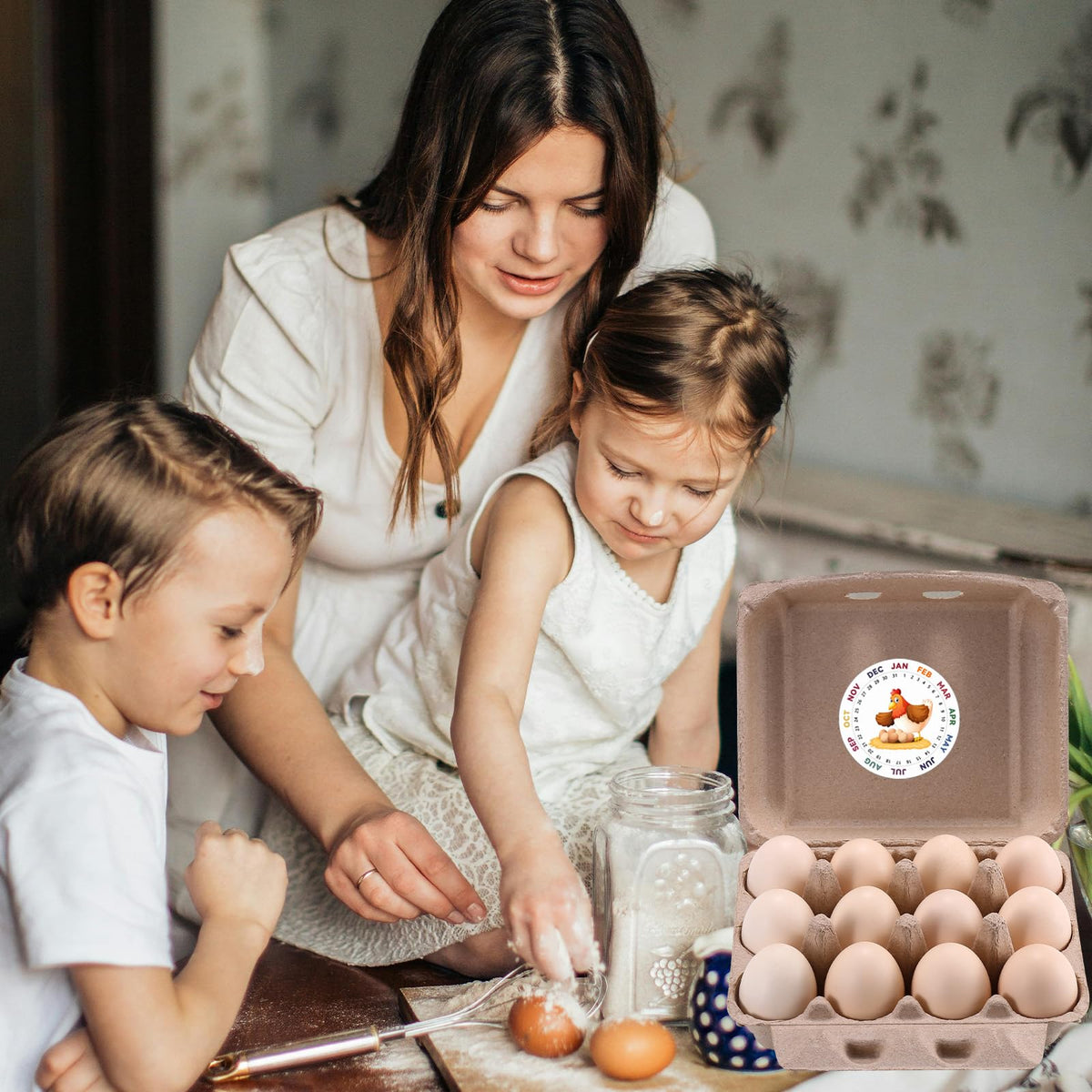 LayHyand market-ready egg carton set with labels for stalls.