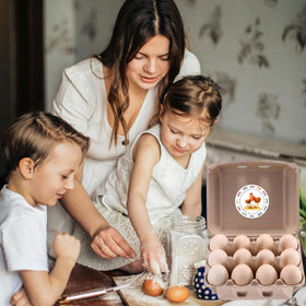LayHyand market-ready egg carton set with labels for stalls.
