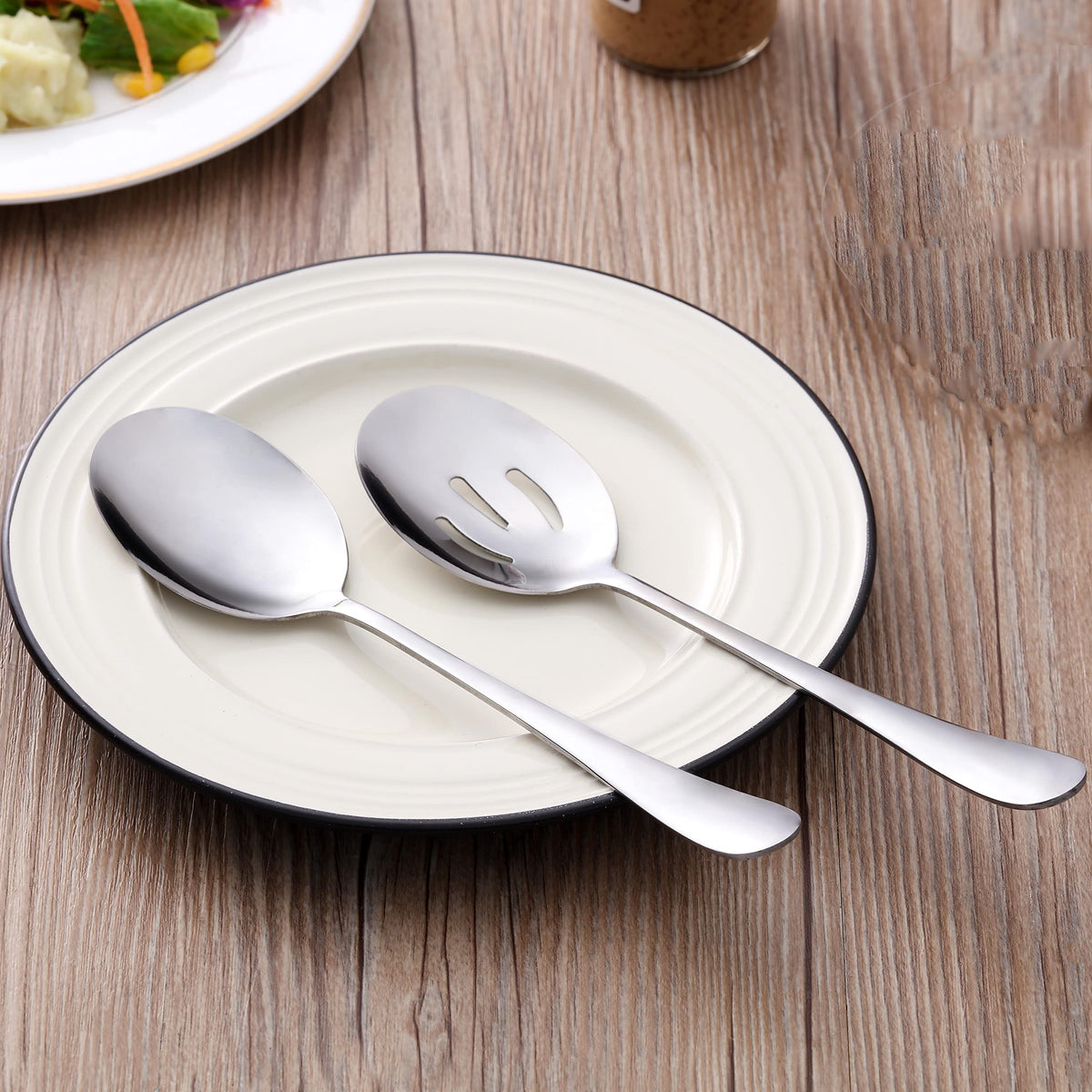 LayHyand slotted serving spoons help skim fats and strain broth efficiently.