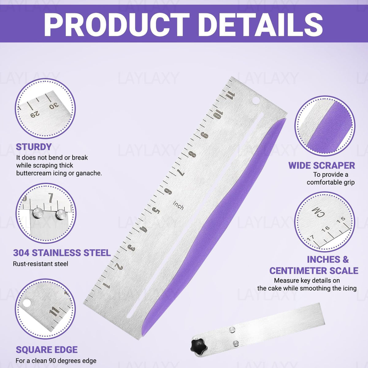 Laylaxy icing smoother spatula for flawless frosting.